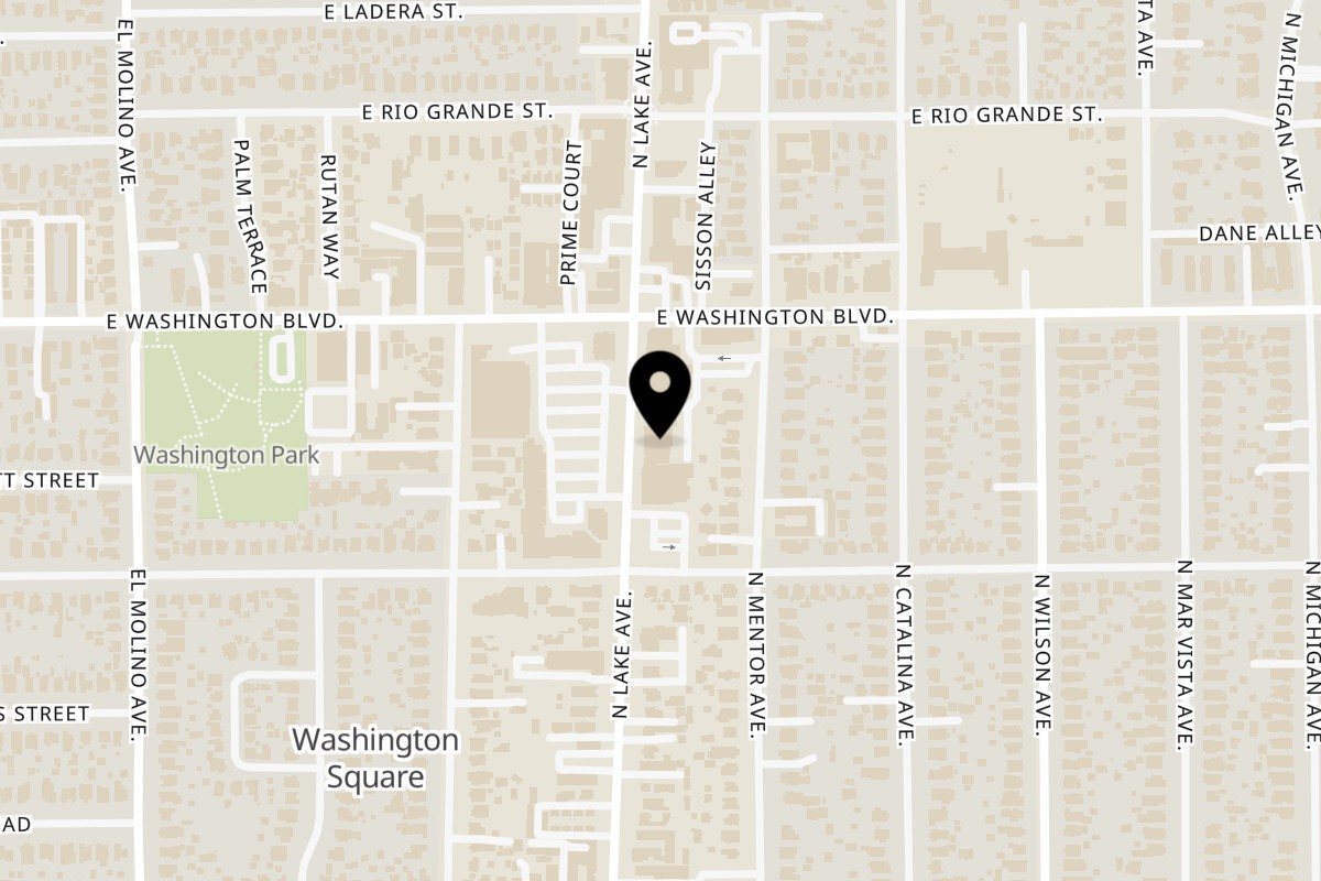 Map showing the location of Curry Time Pasadena on 1280 N Lake Ave in Pasadena